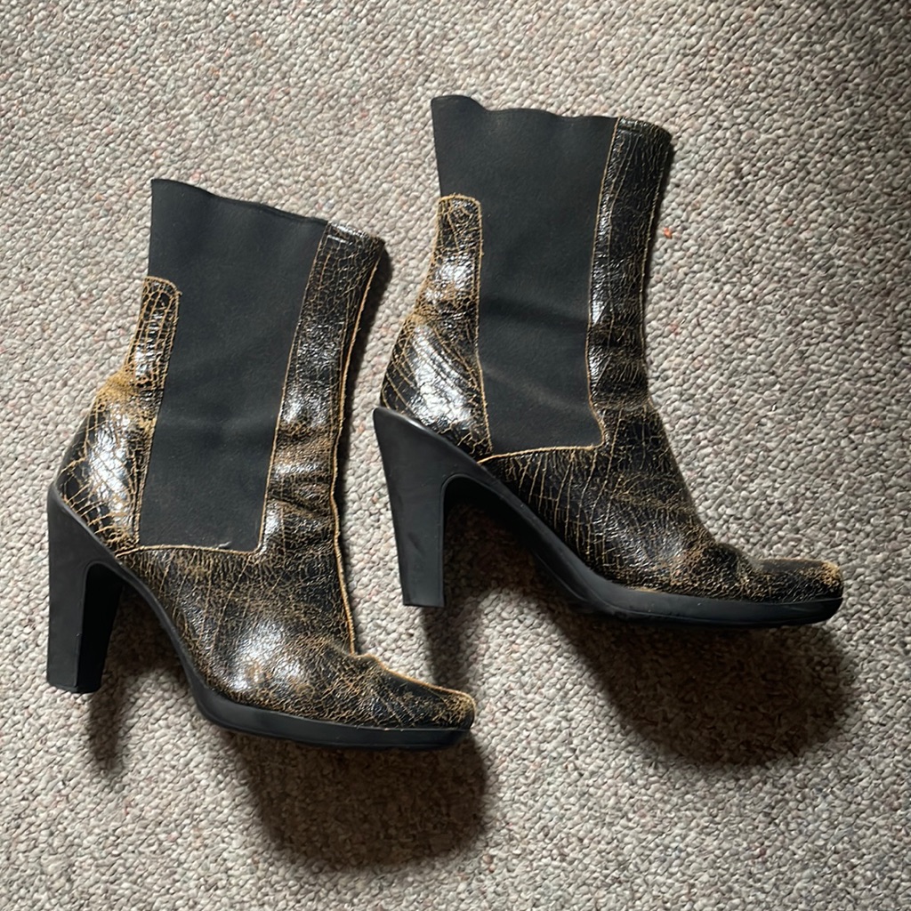 Y2k Miu Miu Leather Mid-Calf Sock Boots Us8.5, It38.5